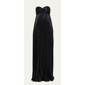 Retrofête Zoa Strapless Metallic Lamé Maxi Gown Black XS